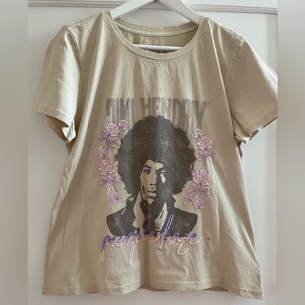 LUCKY BRAND Women's Jimi Hendrix Purple Haze Embroidered Tee, Never Worn. Large